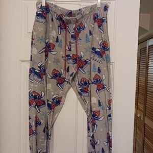 Disney Lilo & Stitch Womens M Gray Fleece Winter Sledding Pajama Pants Jogger